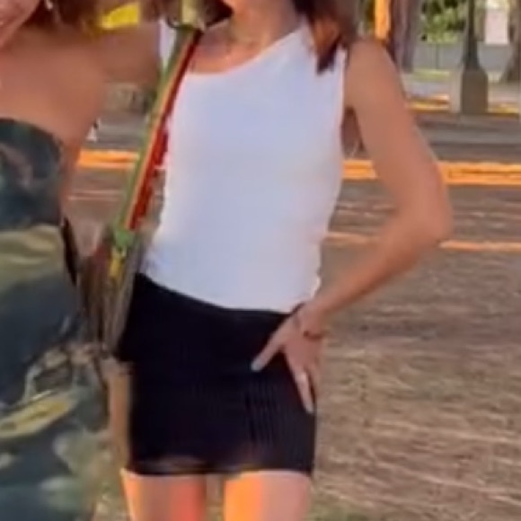 Black XS Pinstripe Women's Skirt - Picture 7 of 9